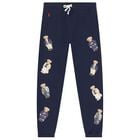 Girls Navy Blue Polo Bear Joggers, 1, hi-res