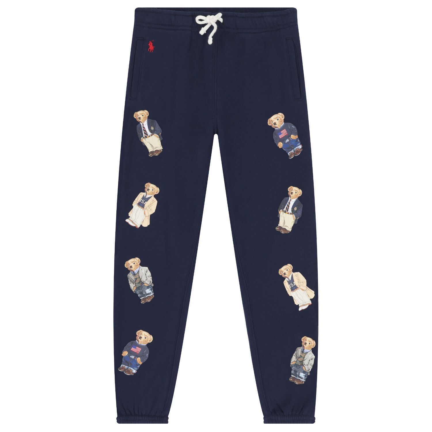 Girls Navy Blue Polo Bear Joggers, 1, hi-res