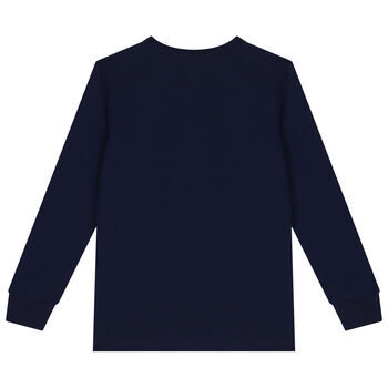 Boys Navy Blue Polo Bear Long Sleeve Top