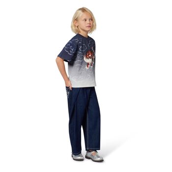 Navy Blue & White Tiger Logo Ombre T-Shirt