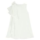 Girls Ivory Crepe Bow Dress , 1, hi-res