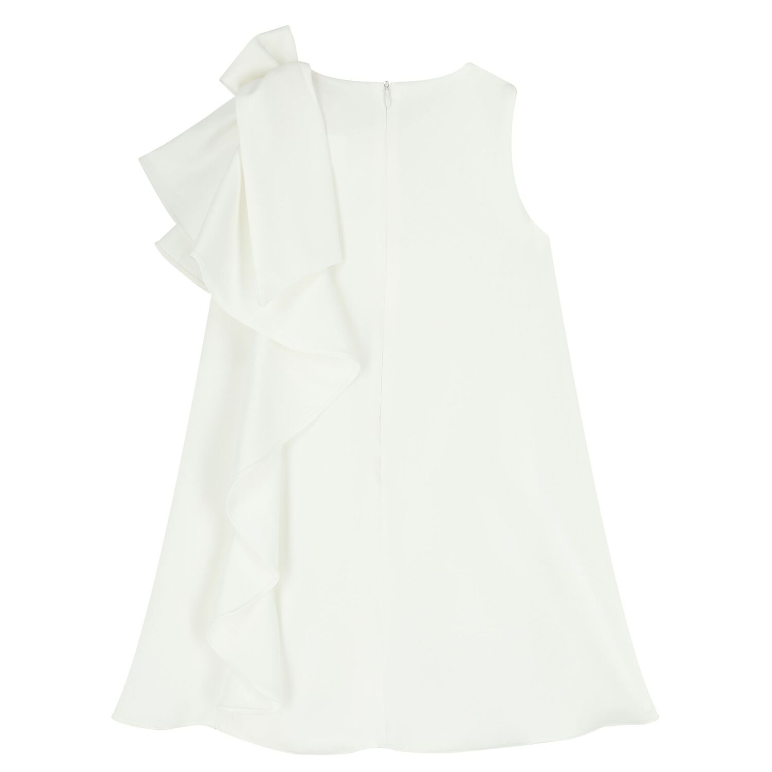 Girls Ivory Crepe Bow Dress , 1, hi-res