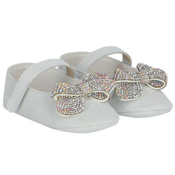 Baby Girls White Crystal Shoes