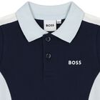Younger Boys Navy Blue Logo Polo Shirt, 2, hi-res