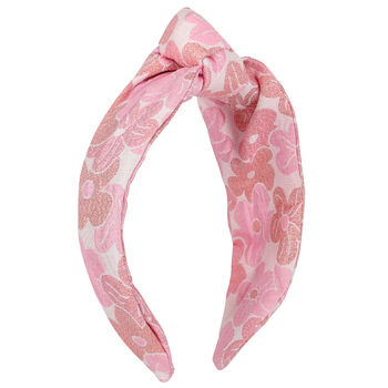Girls Pink Floral Jacquard Hairband