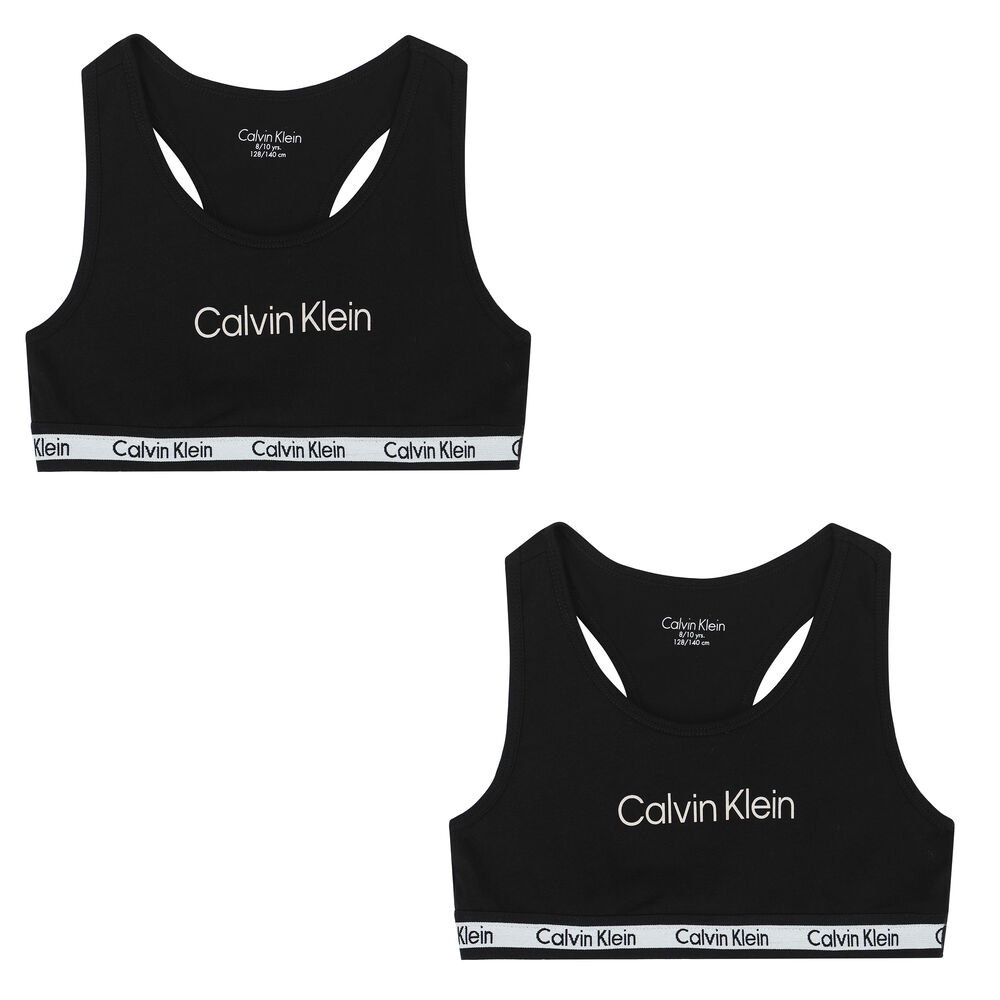 Calvin Klein Girls Black Logo Bralette (2-Pack) | Junior Couture