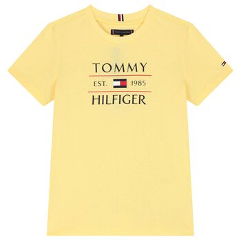 Boys Yellow Flag Logo Cotton T-Shirt
