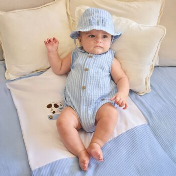 Baby Boys Blue & White Striped Bodysuit Set