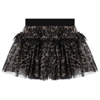 Girls Black & Gold Leopard Tulle Skirt