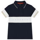 Boys Navy Blue & White Polo Shirt, 1, hi-res