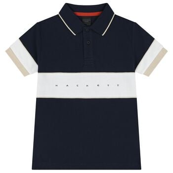 Boys Navy Blue & White Polo Shirt