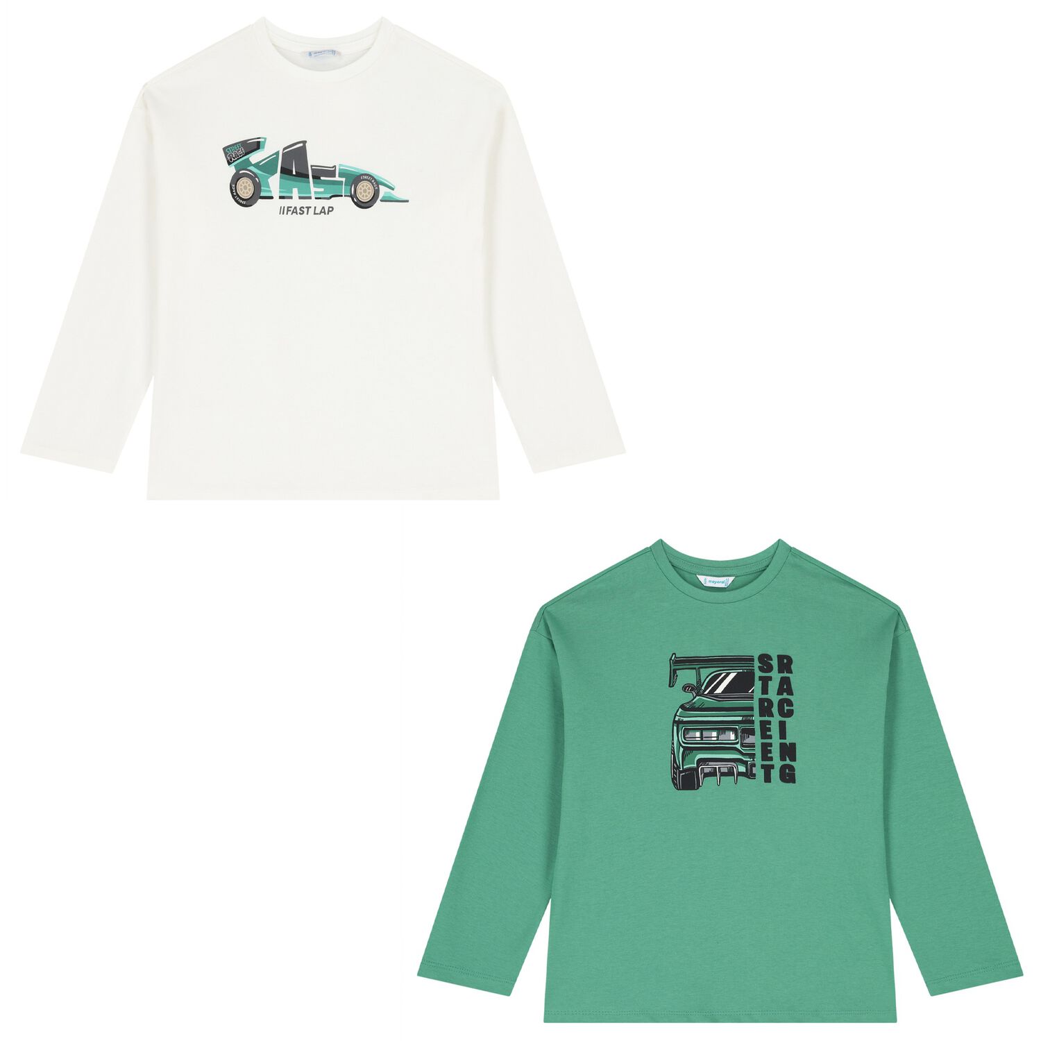 Boys White & Green Racing Car T-Shirt ( 2pack ), 1, hi-res