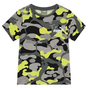 Boys Black, Grey & Green Camouflage Logo T-Shirt