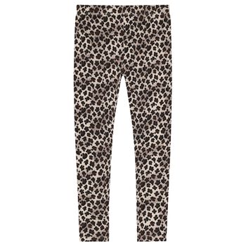 Girls Beige Leopard Leggings