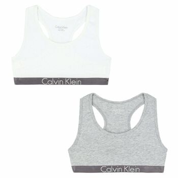 Girls Grey & White Bra Tops (2 Pack)