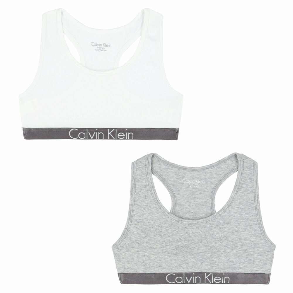 Calvin Klein Girls Grey & White Bra Tops (2 Pack) | Junior Couture