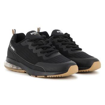 Boys Mini Me Black Logo Trainers
