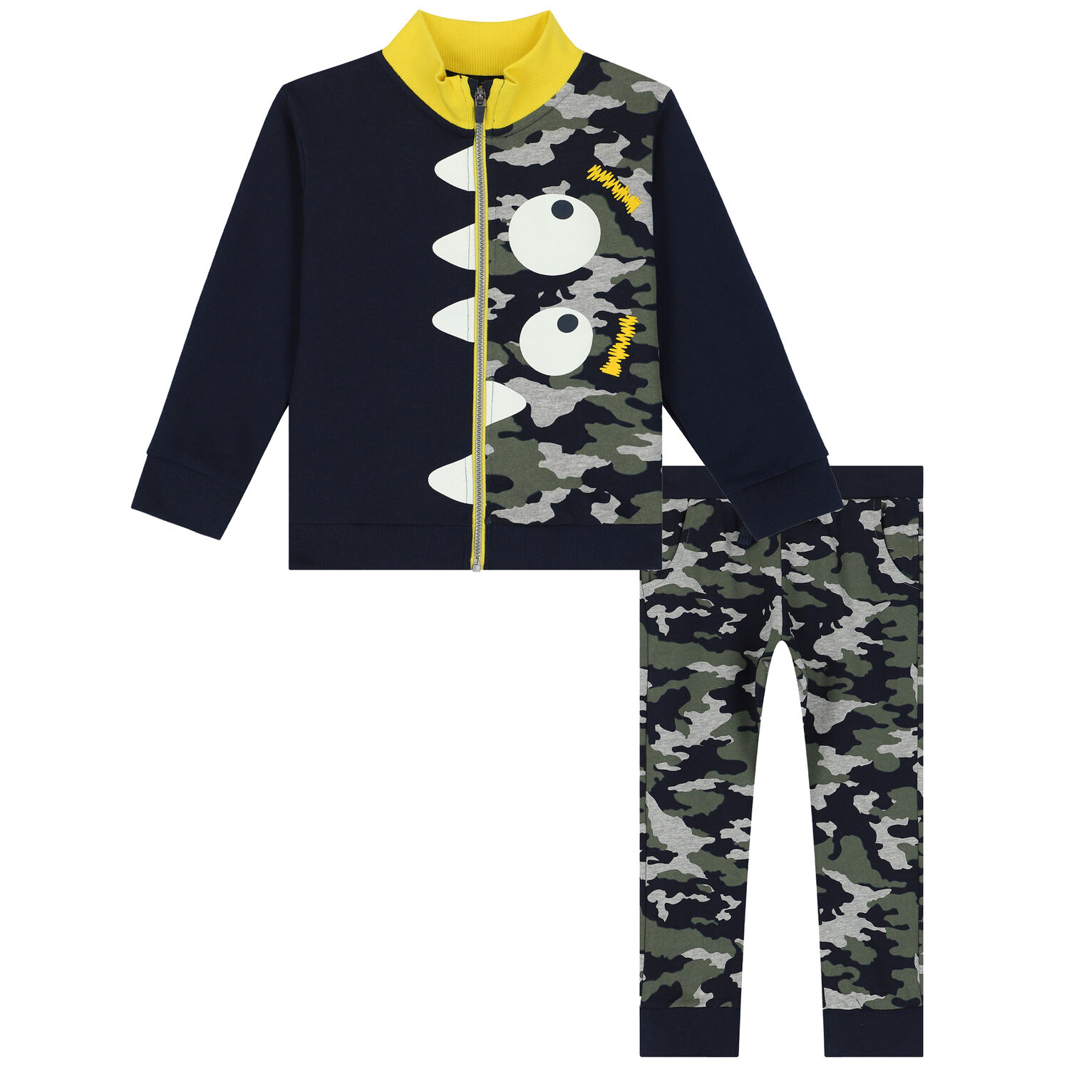 Boys Navy & Green Camouflaged Tracksuit, 1, hi-res image number null