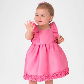 Baby Girls Pink Ruffled Satin Dress