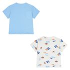 Younger Boys Blue & White T-Shirts ( 2-Pack ), 1, hi-res