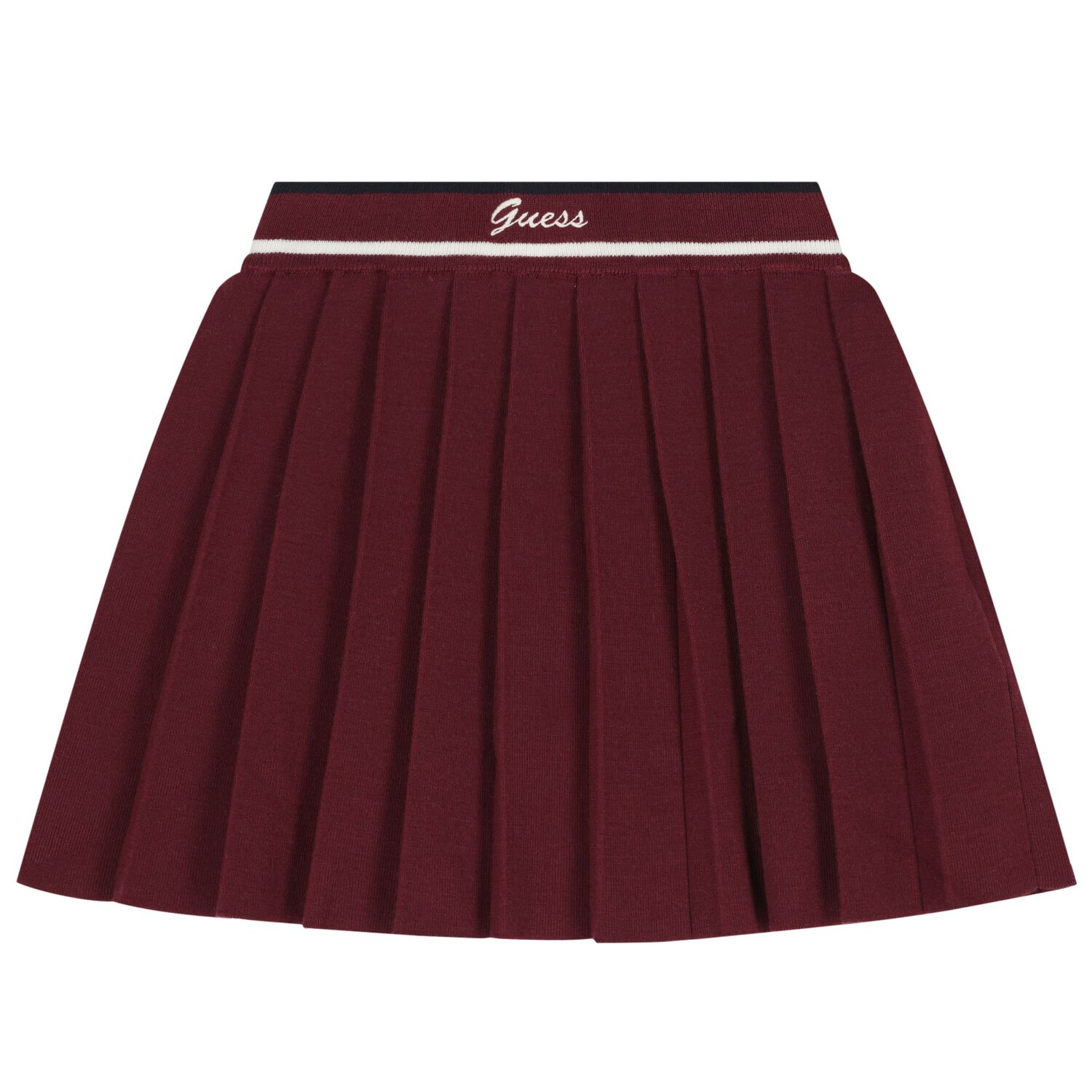 Girls Burgundy Logo Pleated Skirt, 1, hi-res image number null