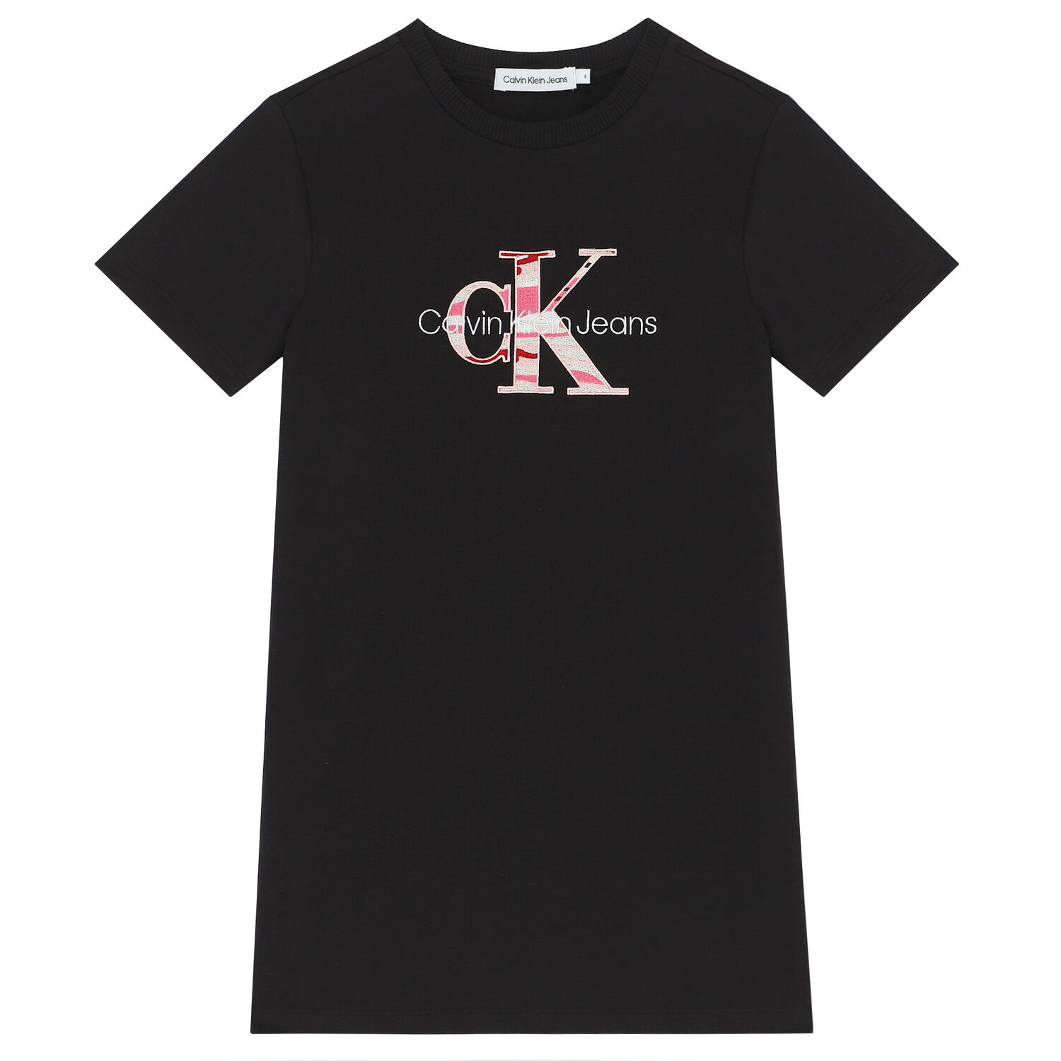 Girls Black Logo Dress, 1, hi-res