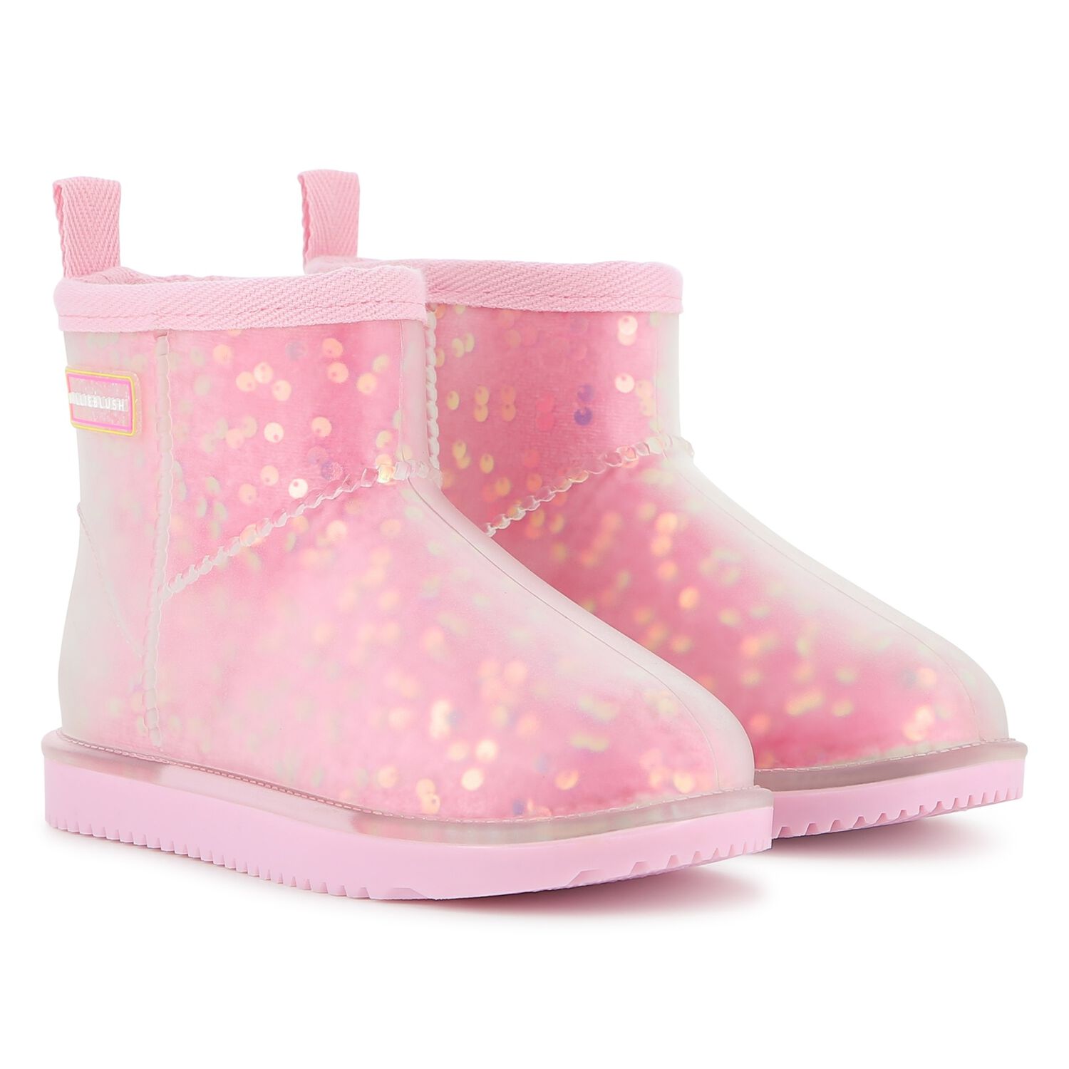 Girls Pink Sequin Logo Boots, 1, hi-res