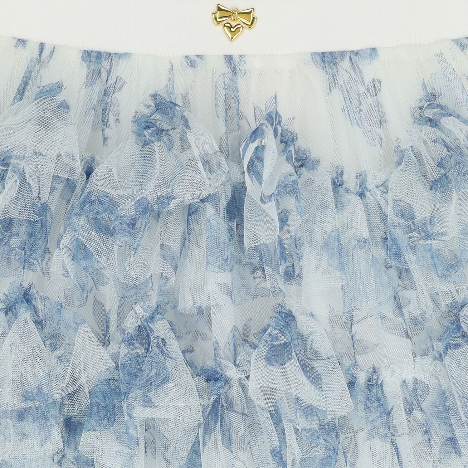 Girls Blue Floral Tulle Skirt, 1, hi-res