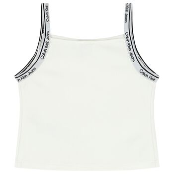 Girls White Logo Sleeveless Top