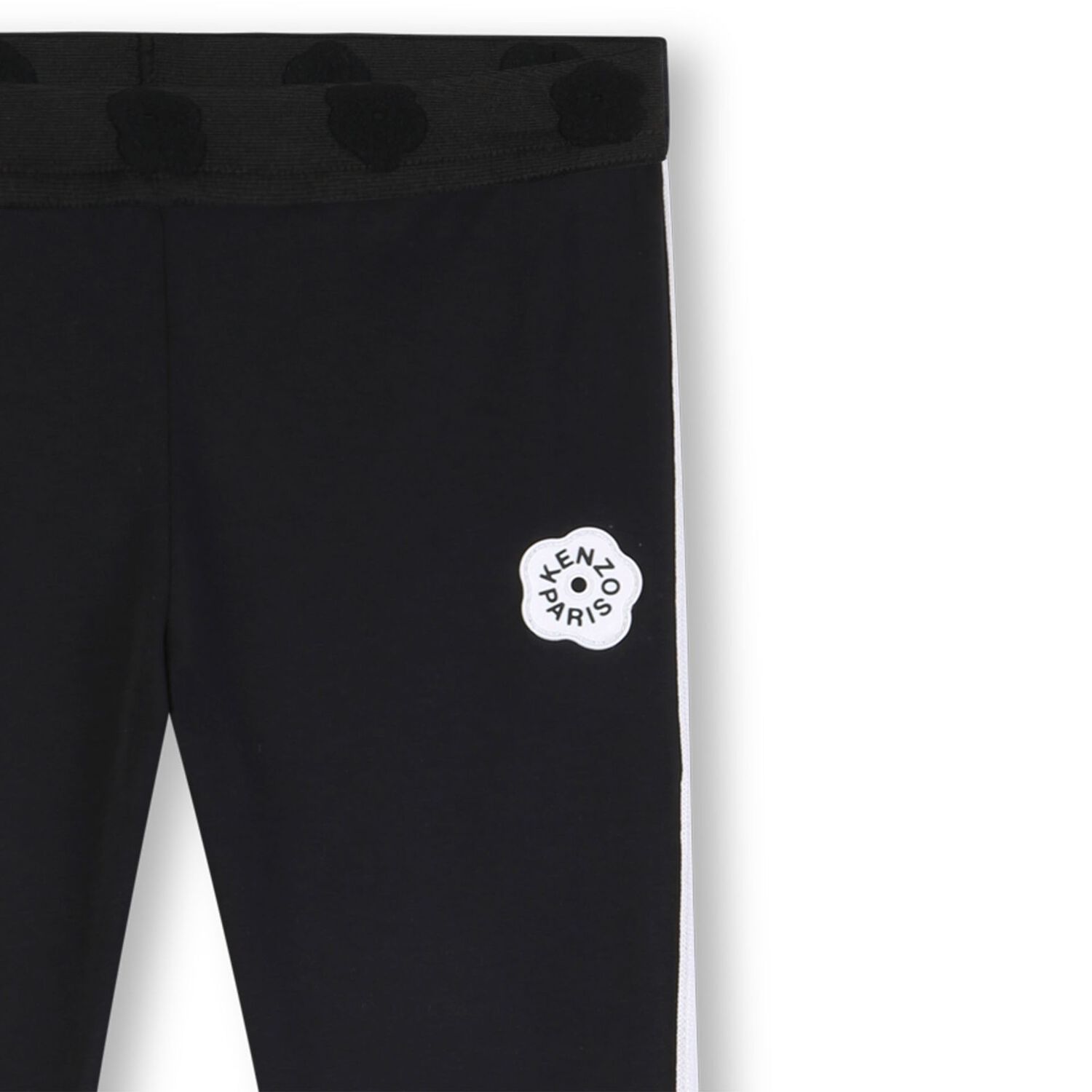 Girls Black Flower Logo Leggings, 1, hi-res