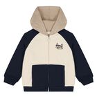 Younger Boys Beige & Navy Blue Tracksuit Set, 3, hi-res