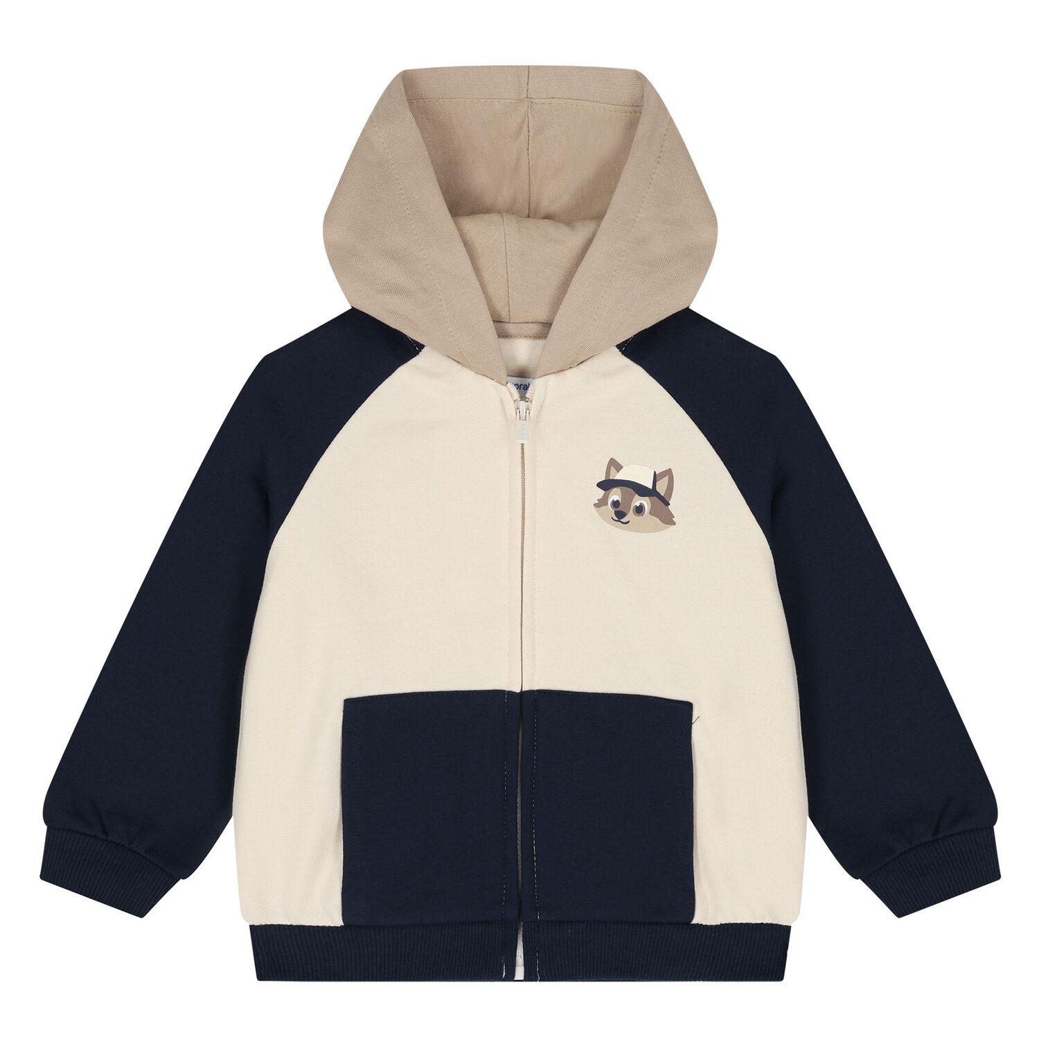 Younger Boys Beige & Navy Blue Tracksuit Set, 3, hi-res