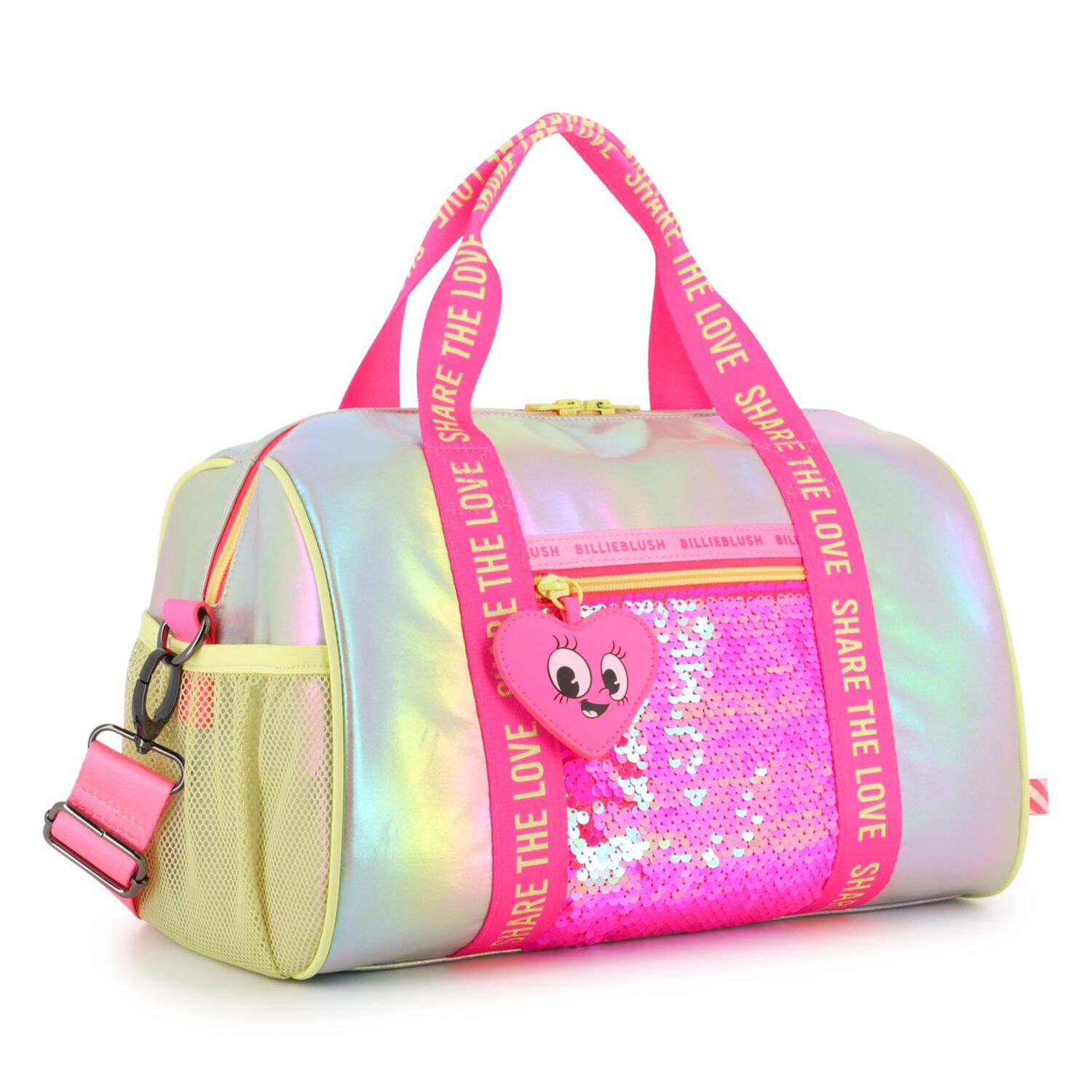 Girls Pink & Silver Sequin Duffel Bag ( 32cm ), 1, hi-res