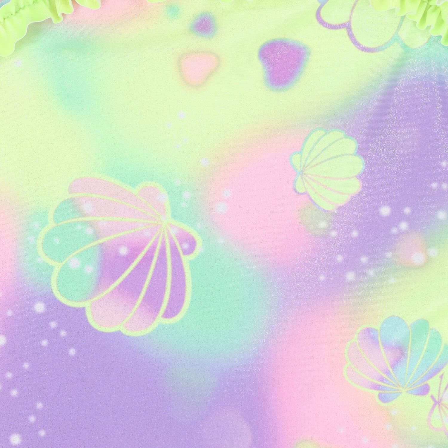 Girls Multi-Coloured Sea Shell Swimsuit, 1, hi-res