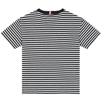 Boys Navy & White Logo Stripe T-Shirt