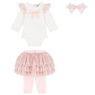 طقم هدايا بودي سوت بنات باللون العاجى والوردي, 1, hi-res