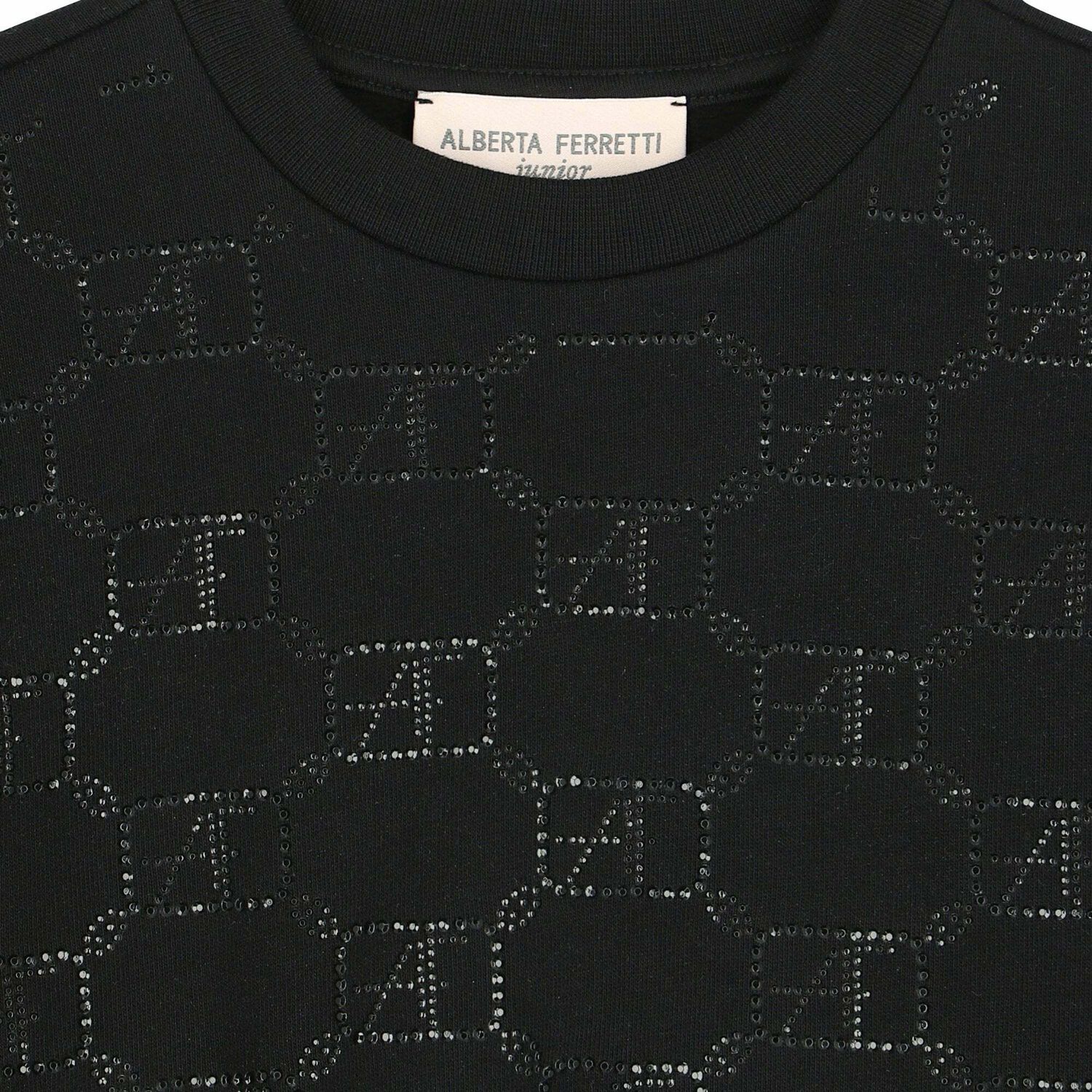 Girls Black Logo Sweatshirt, 1, hi-res image number null