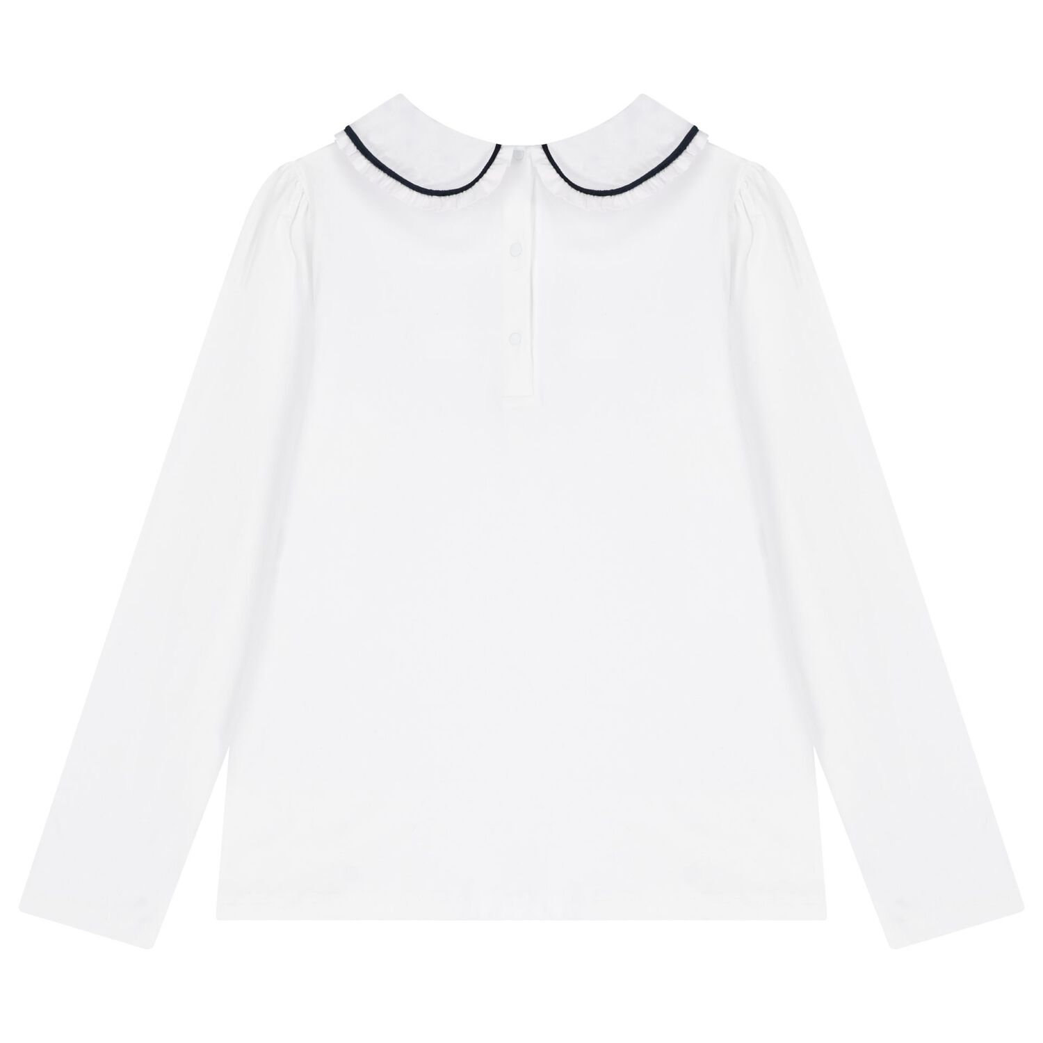 Girls White Bow Long Sleeve Top, 1, hi-res