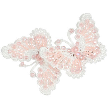 Girls White & Pink Embellished Butterfly Hairclip