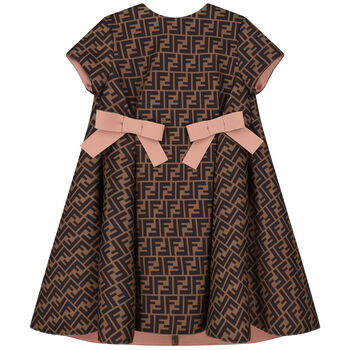 Girls Beige FF Logo Dress