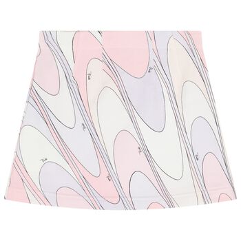 Girls Pink & White Iride Logo Skirt