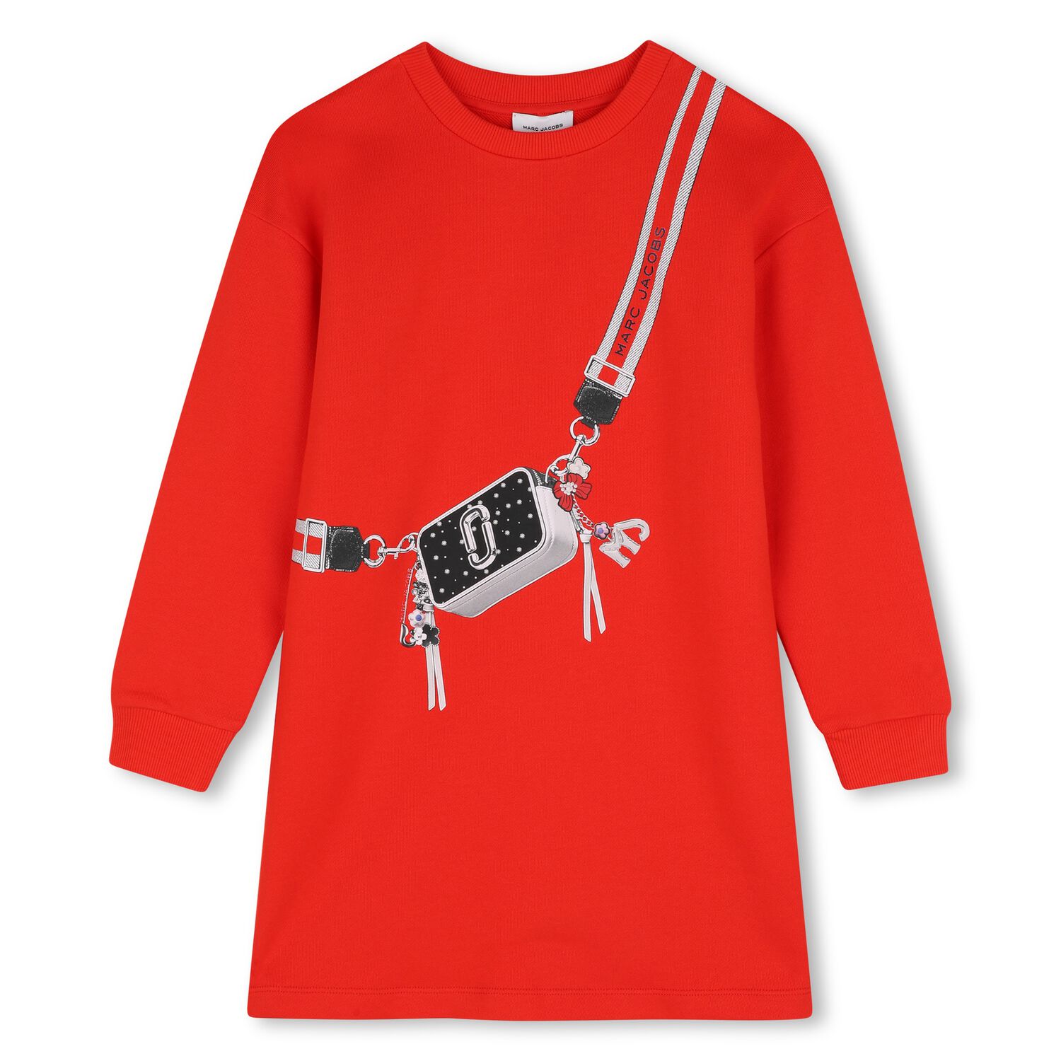 Girls Red Bag Sweatshirt Dress, 1, hi-res