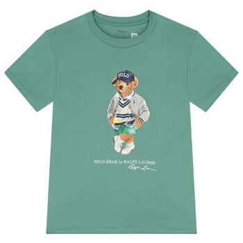 Ralph Lauren Boys Green Jersey Polo Bear T-Shirt, 1 Boys Green Jersey Polo Bear T-Shirt