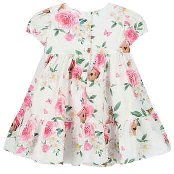 Younger Girls White Floral Dress