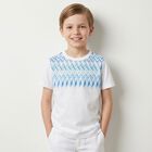 Younger Boys White & Blue Zig Zag T-Shirt, 1, hi-res