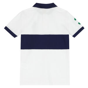 Boys White & Navy Logo Polo Shirt