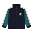 Boys Green & Navy Blue Tracksuit Set ( 3 Piece ), 1, hi-res