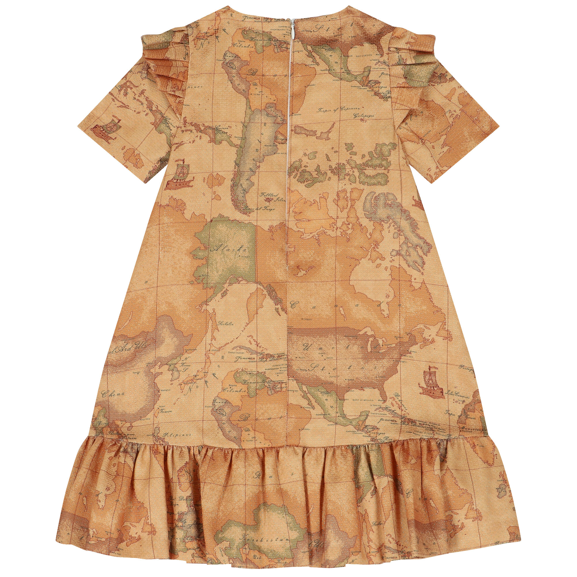 Alviero Martini Girls Beige Geo Map Dress Junior Couture