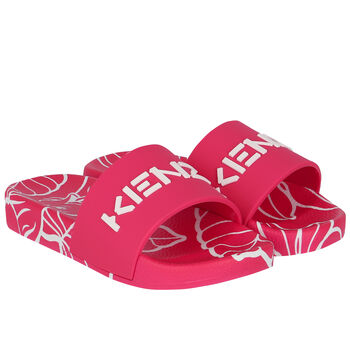 Girls Pink & White Logo Sliders