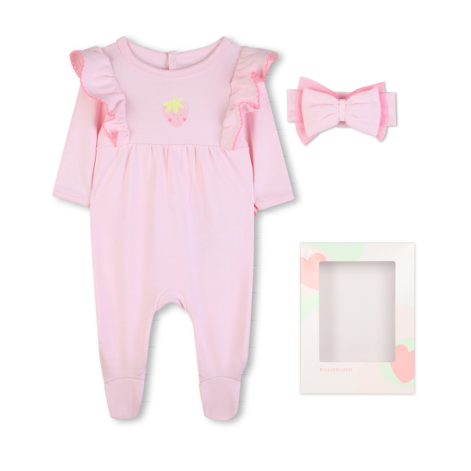 Baby Girls Pink Strawberry Babygrow Gift Set, 1, hi-res